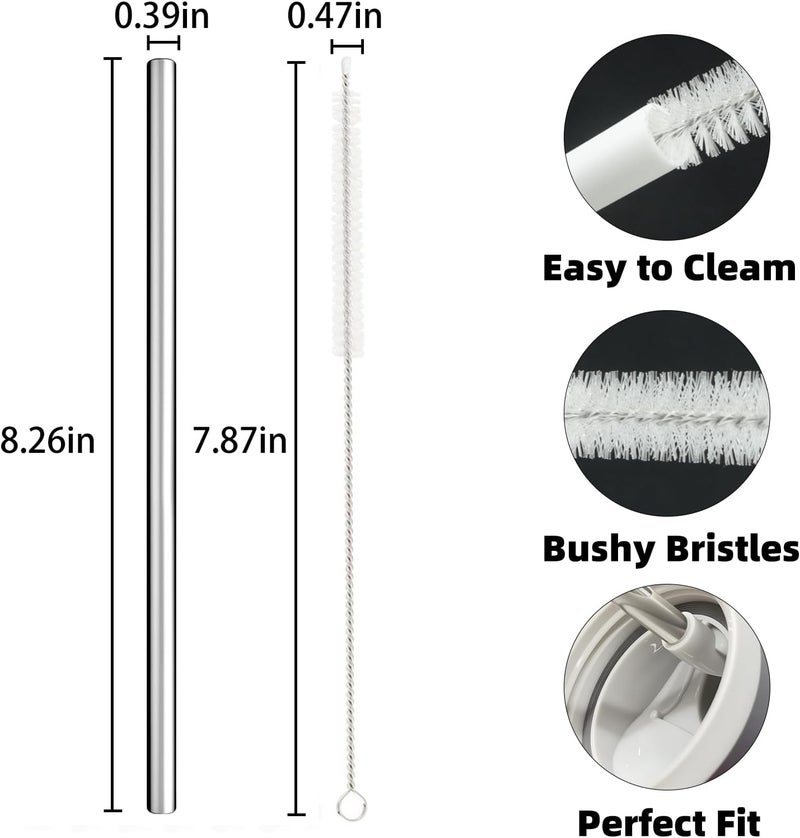 YOUCOX Straw Replacement for Owala Water Bottle 24 oz 32 oz, Reusable Stainless Steel Straws with 1 Cleaner Brush, BPA-free Dishwasher Safe Accessories Compatible with Owala Water Bottle - Image 2